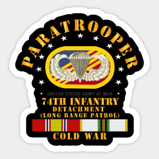 74th Inf Det Oval w Paratrooper w COLD SVC Sticker